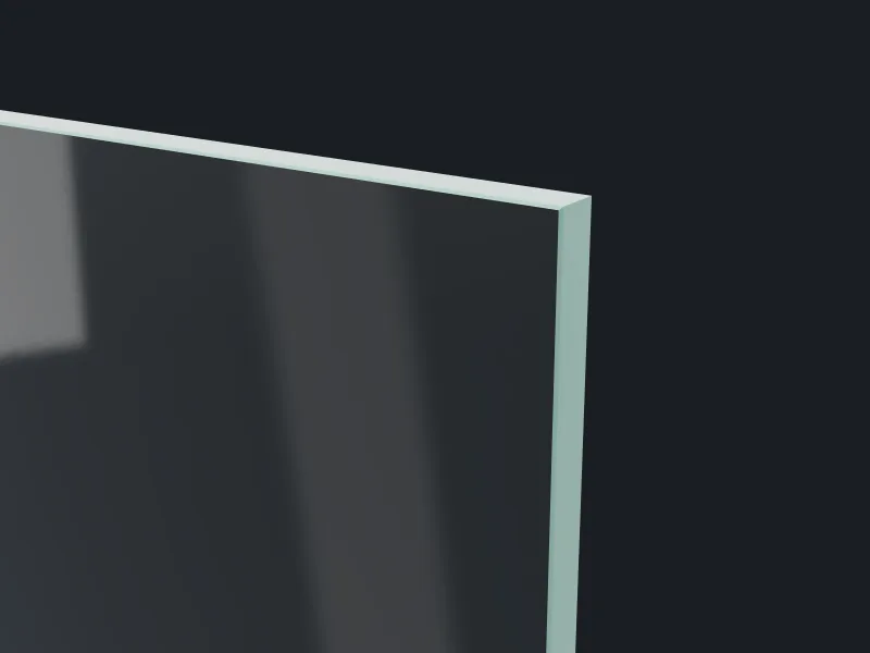 Close-up of a flat polish glass edge