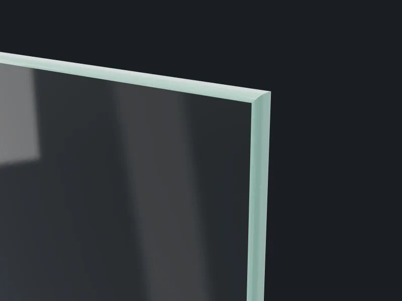 Close-up of a rounded polish glass edge